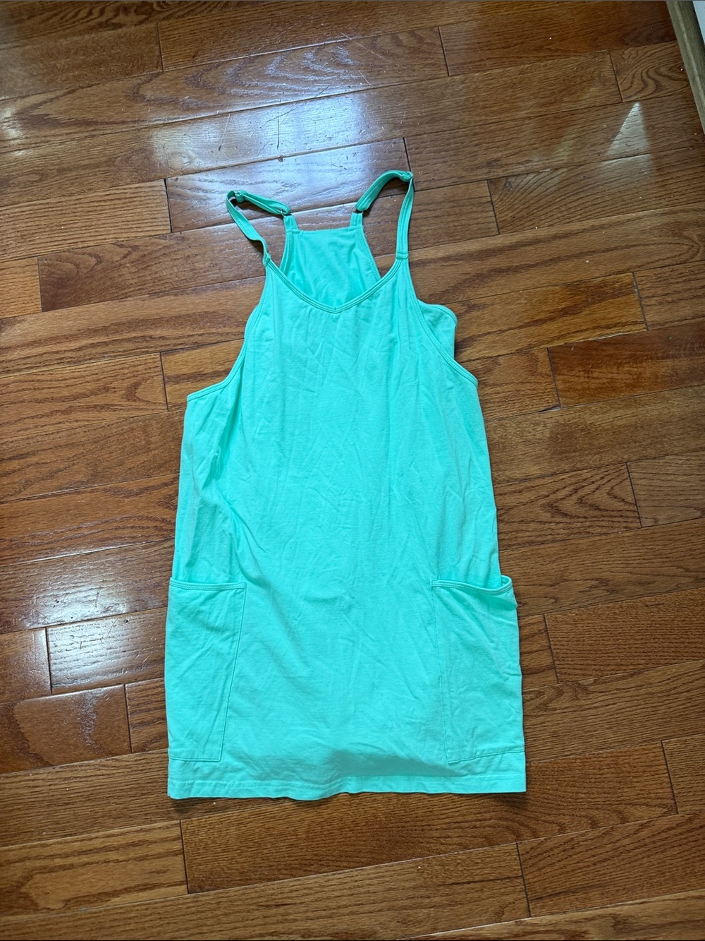Sleeveless Mint Green Racerback Dress with Pockets Built In Shorts